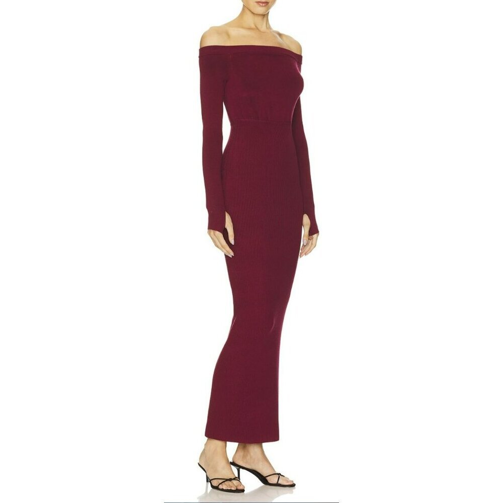 Michael Costello Off Shoulder Maxi Sweater Knit Dress NWT Size Small
